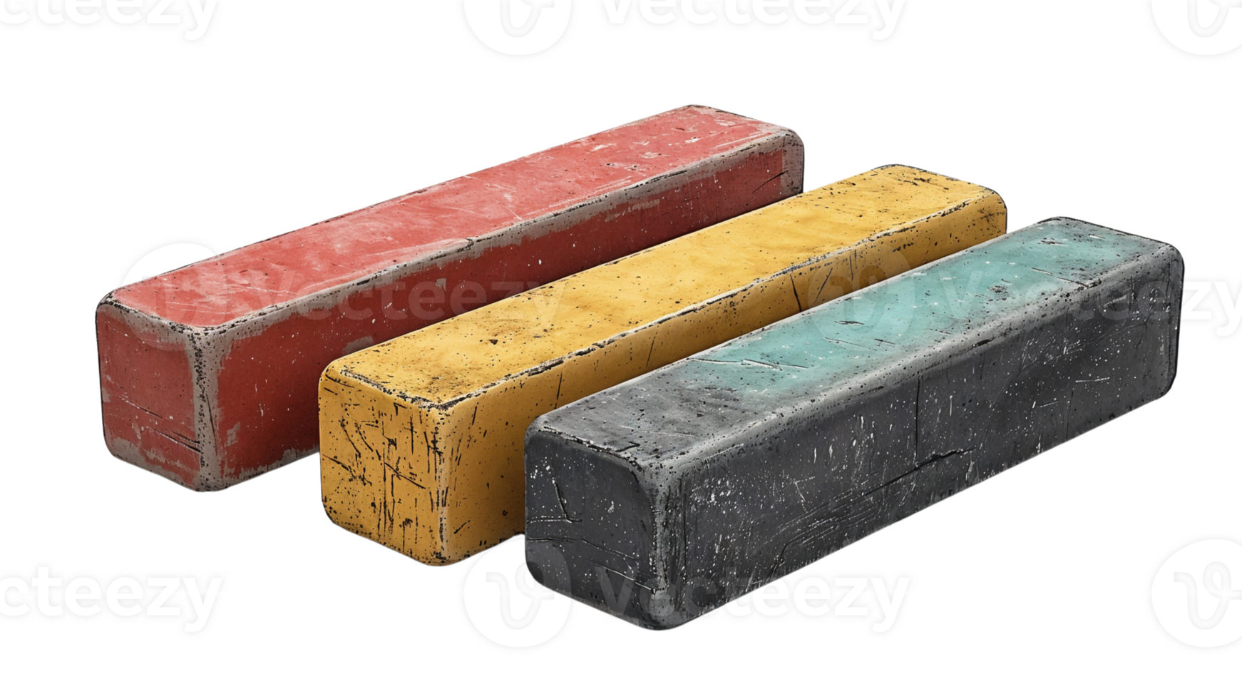 three polishing bars in primary colors on Transparent Background png