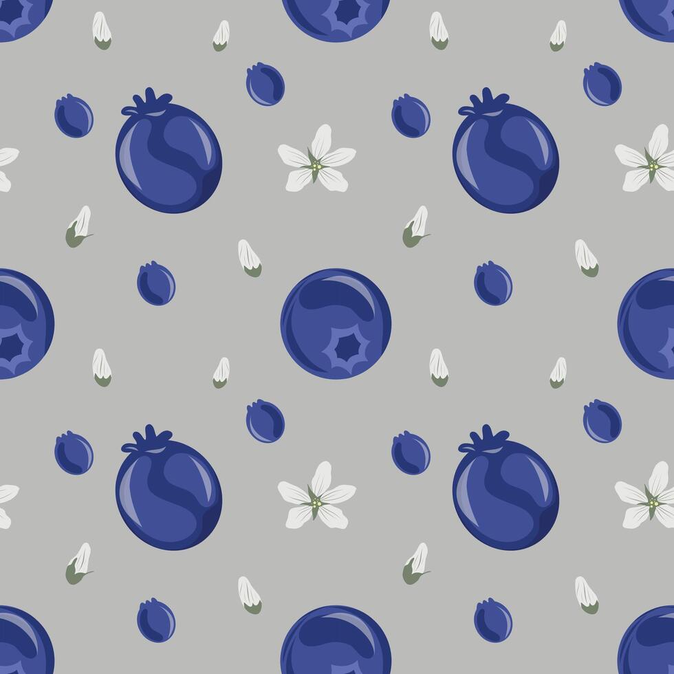 Seamless Juneberry pattern with white flowers on a grey background, Shadberry floral repeat for packaging and fabric vector
