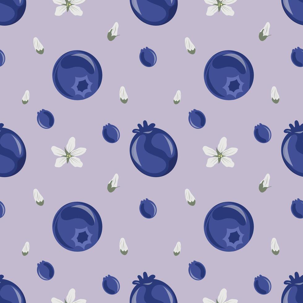 Seamless Juneberry pattern with white flowers on a violet background, Shadberry floral repeat for packaging and fabric vector