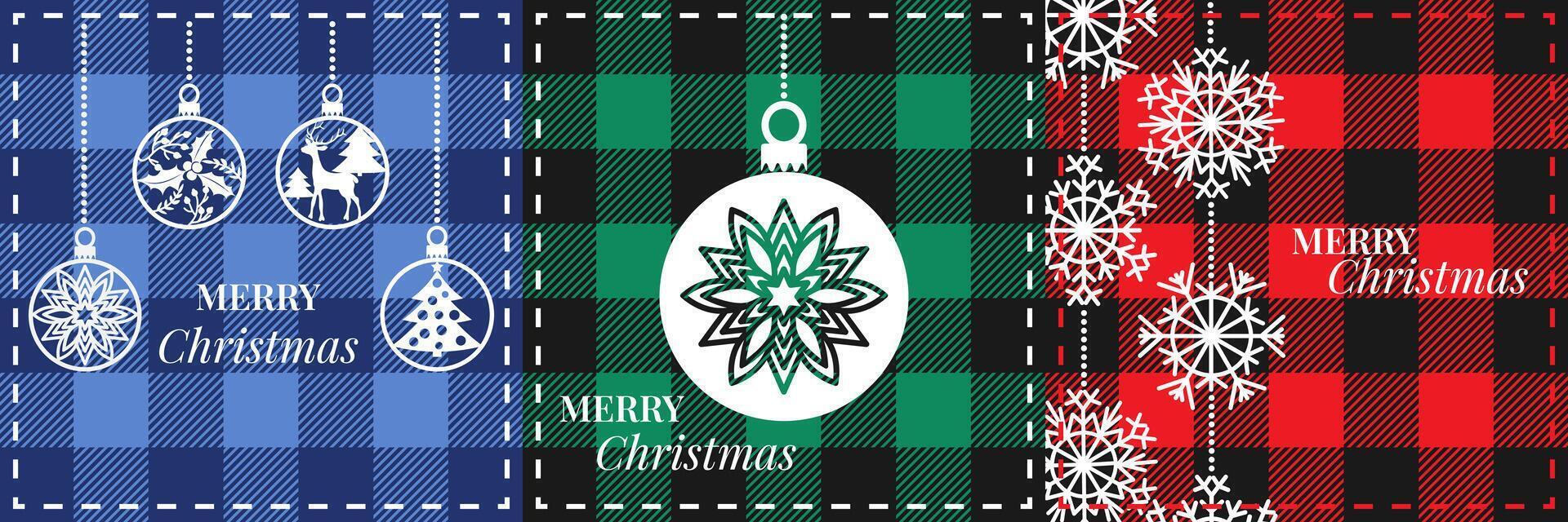 Christmas Checkered Plaid Tartan Background Cards vector