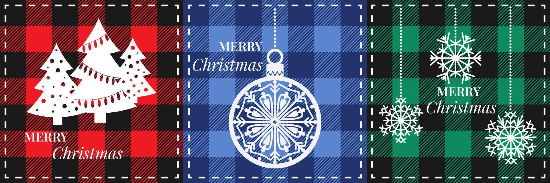 Christmas Checkered Plaid Background Cards vector