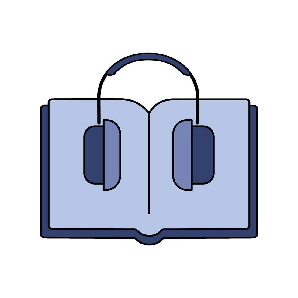 Audio book flat icon on white background. vector