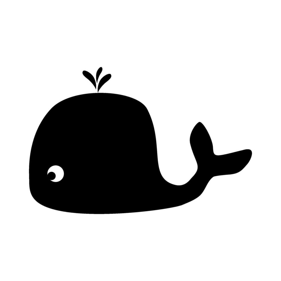Whale silhouette icon on white background. vector