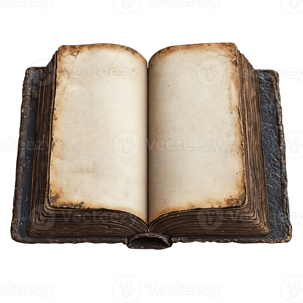 antique journal open to blank pages on Transparent Background png