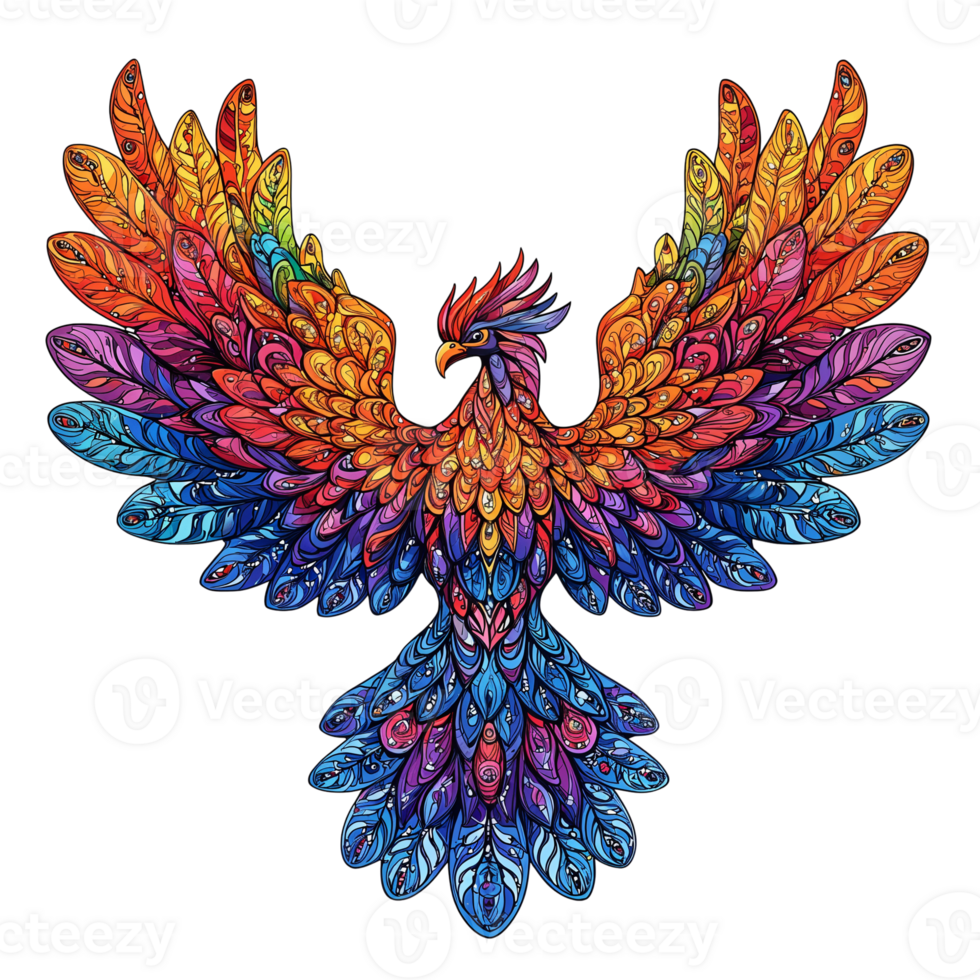 legendary phoenix with bright feathers on Transparent Background png