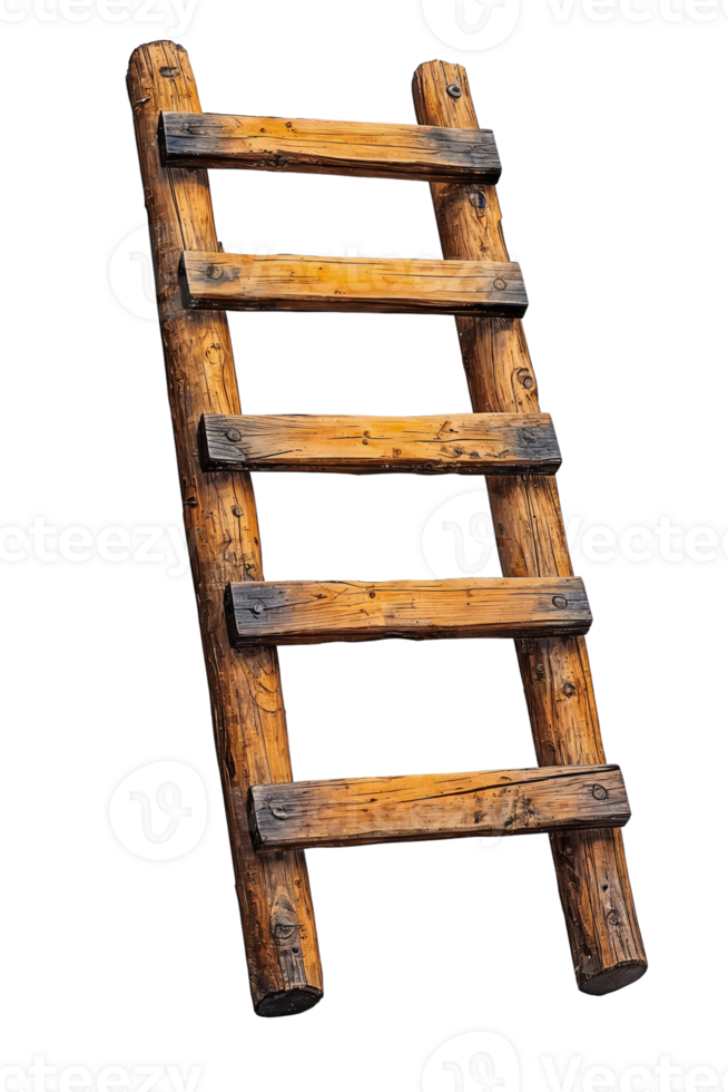 tall wooden climbing ladder on Transparent Background png