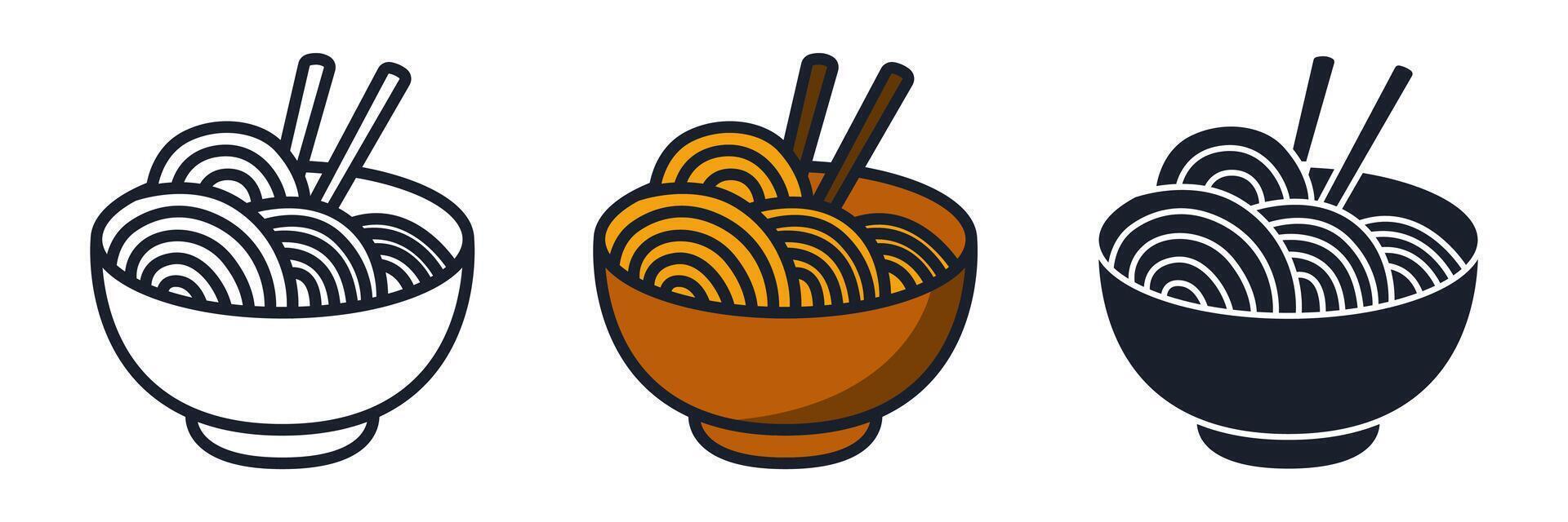 Ramen Icon. Japanese Noodle Soup Symbol for Restaurant Branding and Asian Cuisine Designs. vector