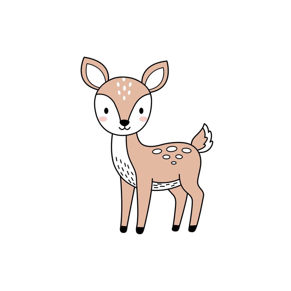 Cute Cartoon Deer Illustration for Products or Art vector