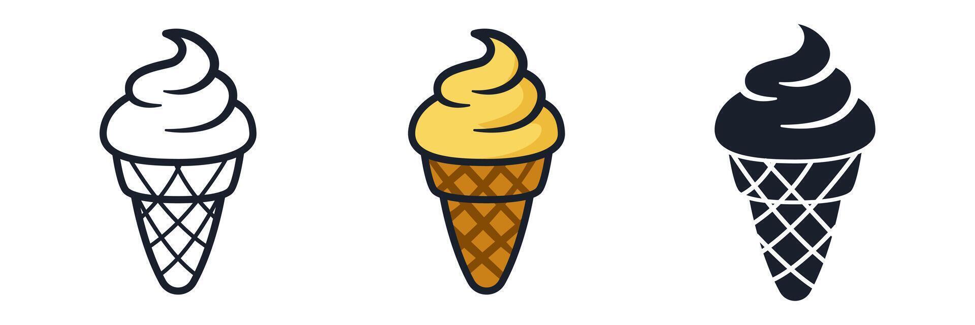 Ice Cream Cone Icon. Sweet Treat Symbol for Summer Branding and Dessert Shop Designs vector
