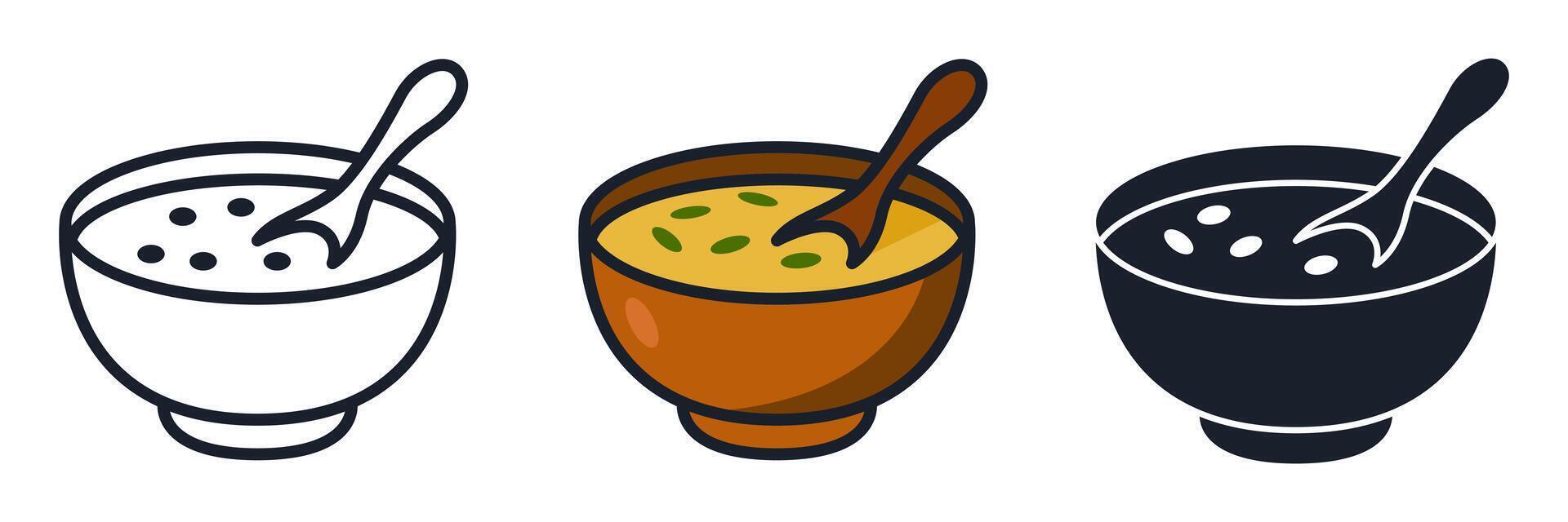 Soup Bowl Icon. Comfort Food Symbol for Restaurant Branding and Healthy Meal. vector