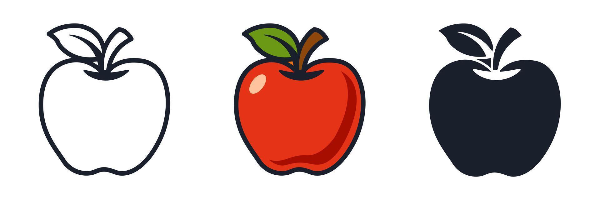Apple Icon Symbol. Minimalist Fruit. vector