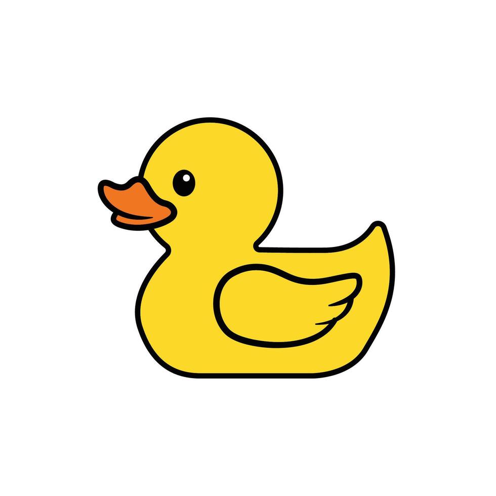 Cute Yellow Rubber Duck Floating on Water Surface for Kids Bath Time vector