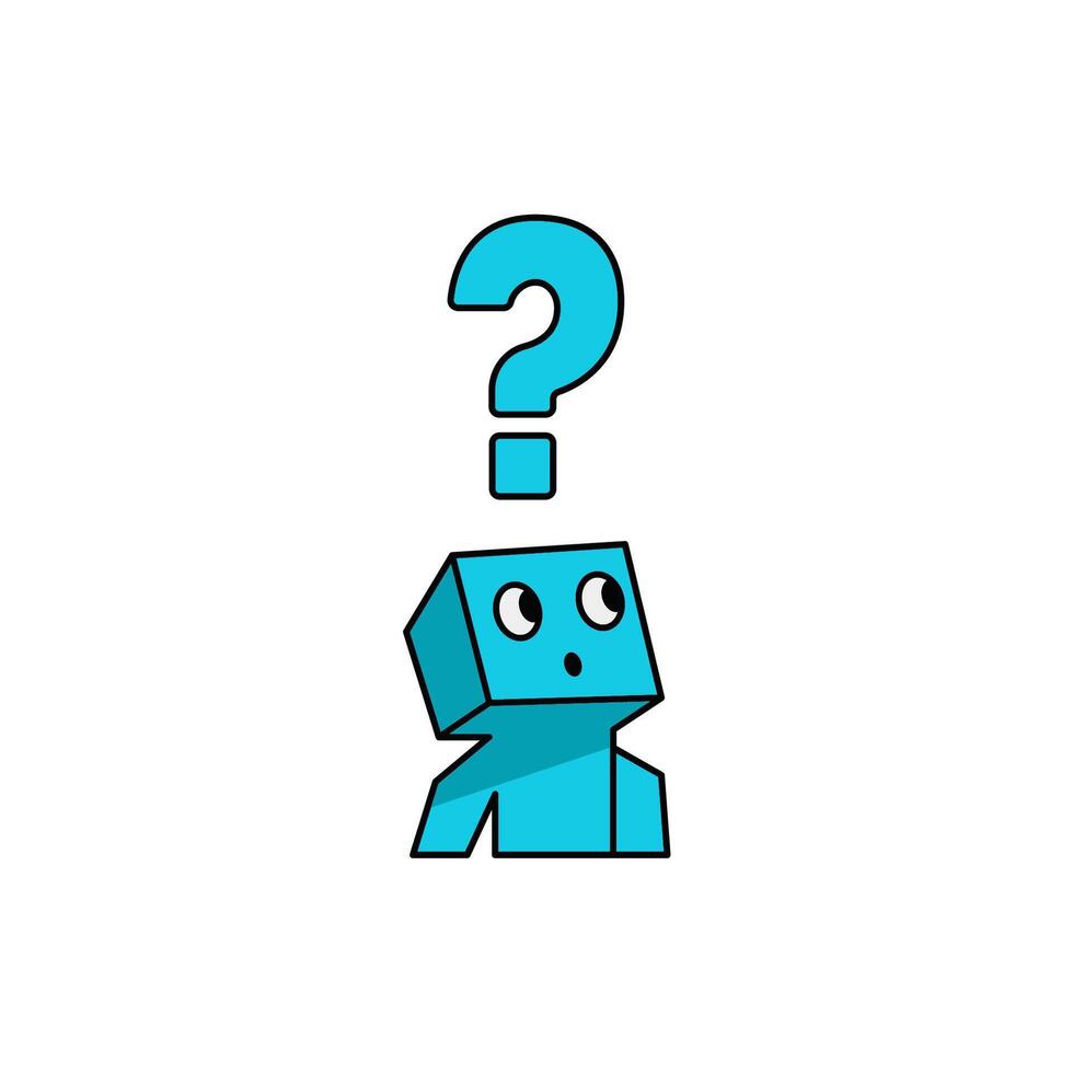 Curious Blue Character with Question Mark Above Its Head vector