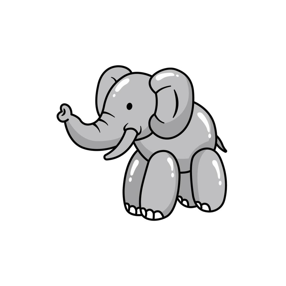 Cute Cartoon Elephant with Big Ears and Playful Expression vector