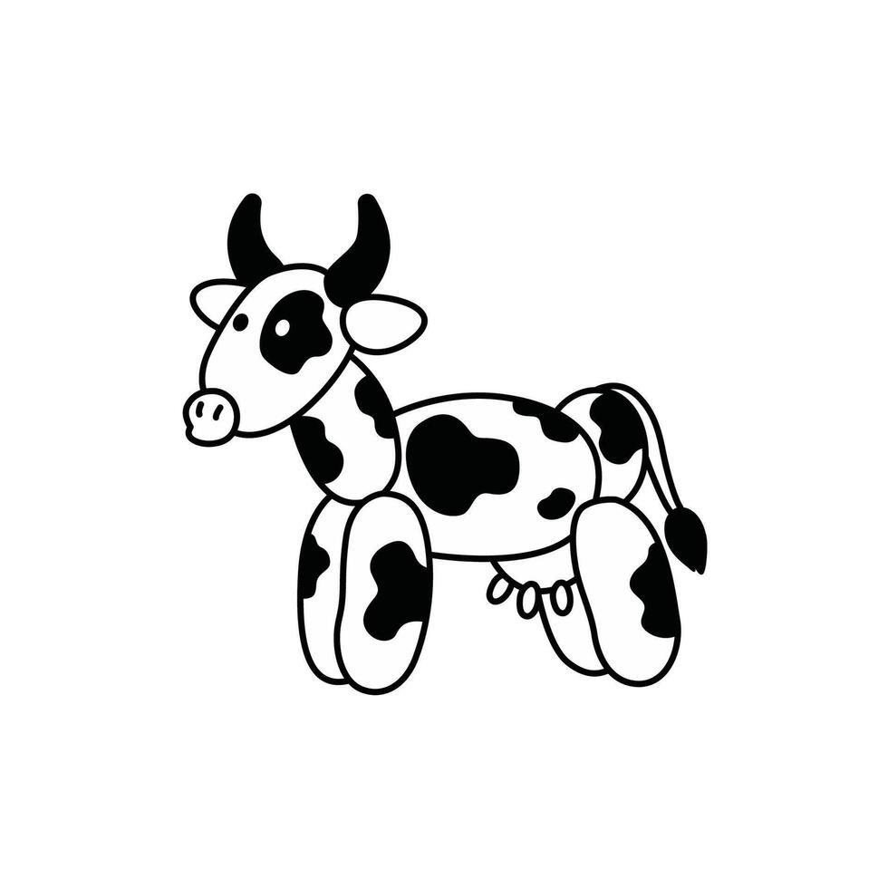 Cute Cartoon Cow Character with Simple Design and Playful Expression vector