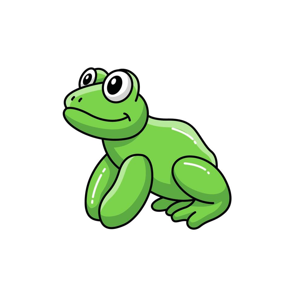 Cartoon Frog Character with Big Eyes and Friendly Smile Illustration vector
