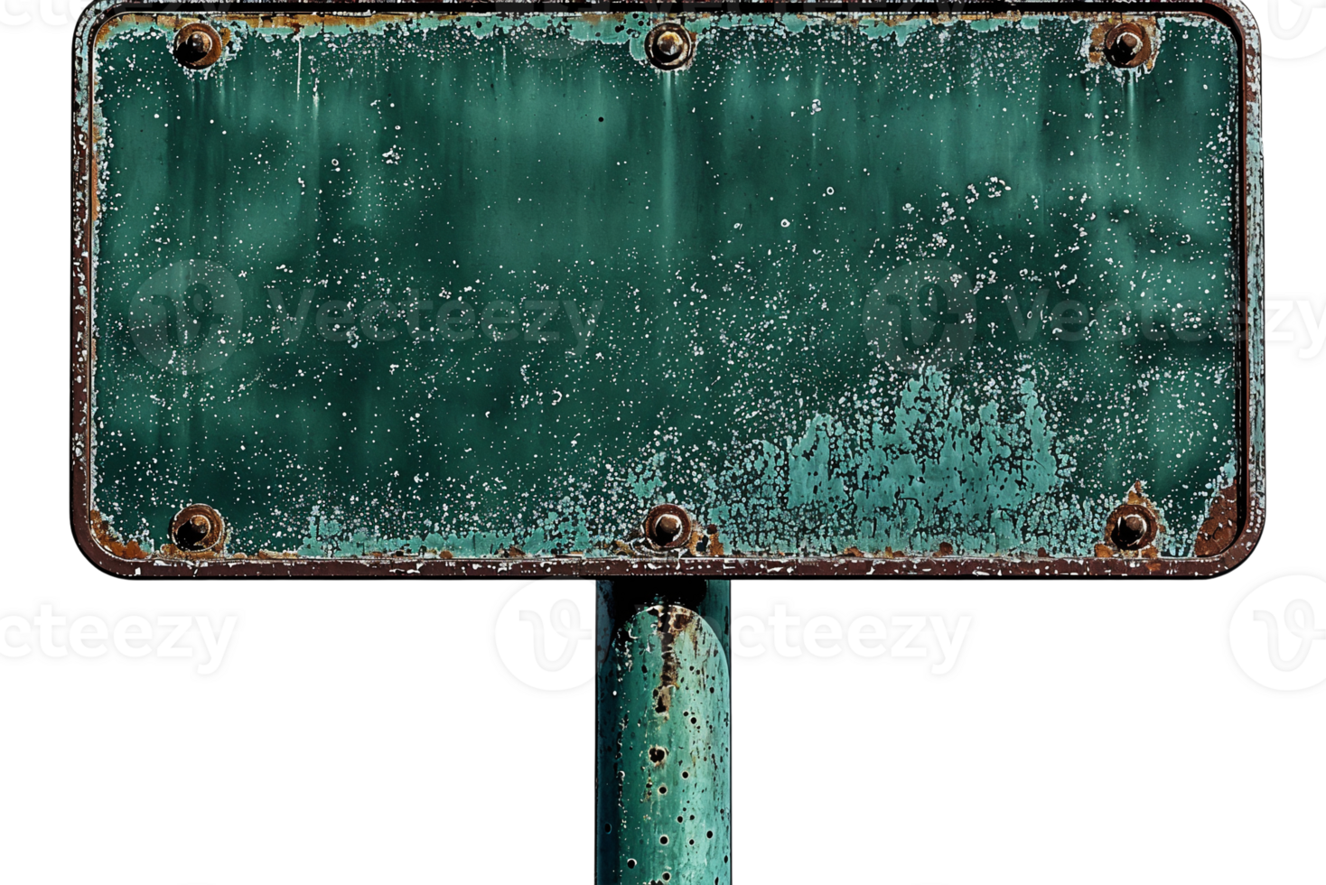 grunge green sign with rust texture on Transparent Background png