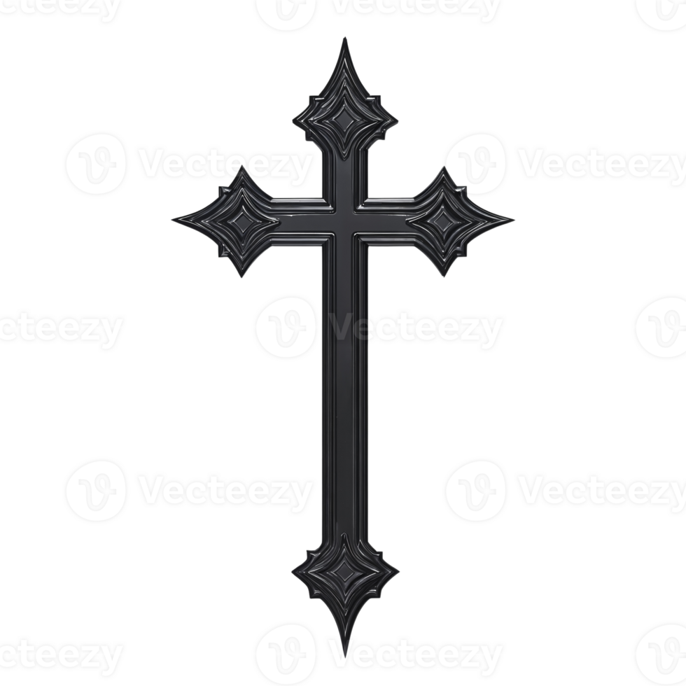 ornate black cross isolated on Transparent Background png