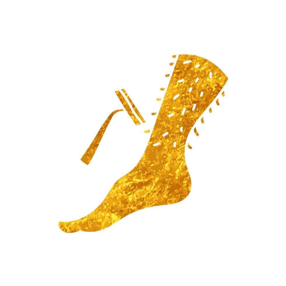 Leg hair shaving drawing in realistic gold style vector