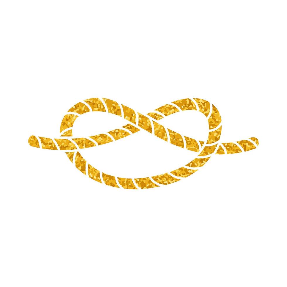 Rope knot drawing in gold color vector