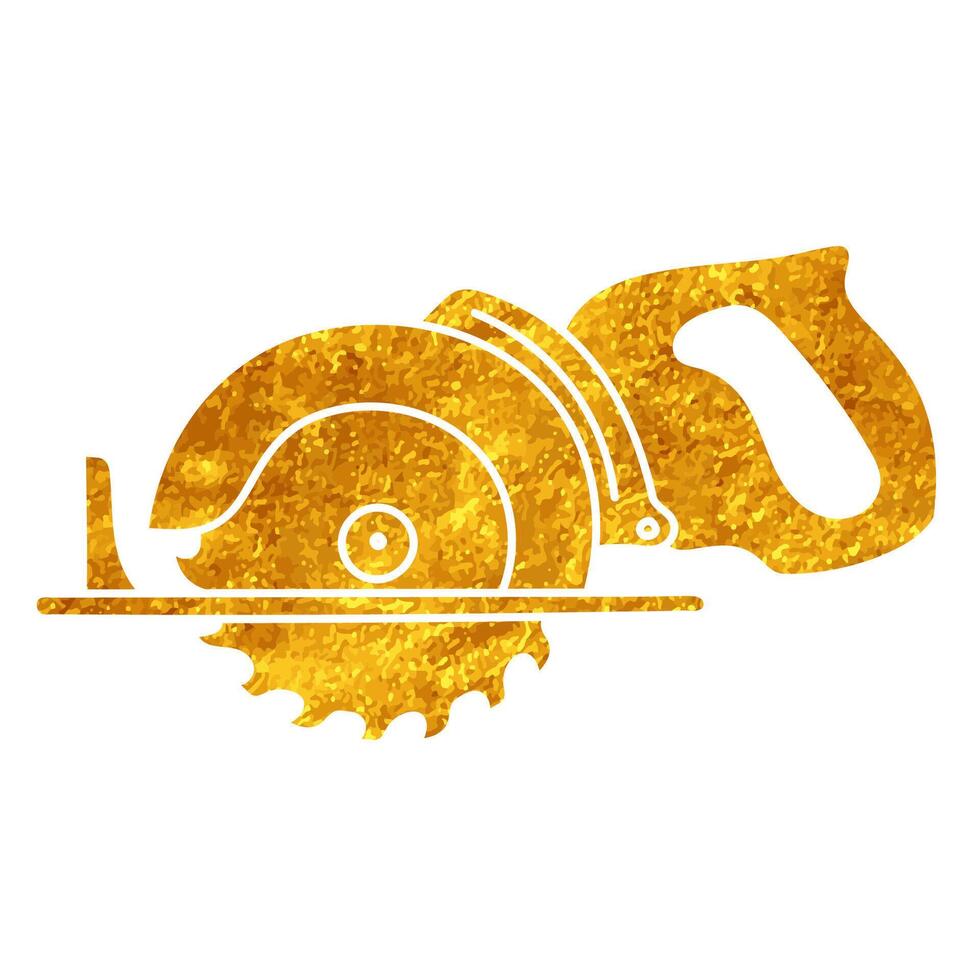 Electric circular saw drawing in realistic gold color style vector