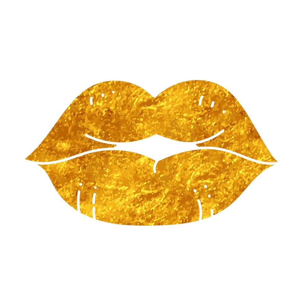 Women beauty face plastic surgery lip filler drawing in gold style vector