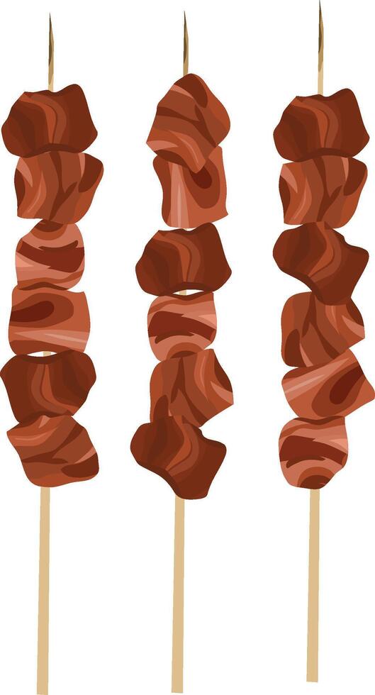 Grilled Meat Skewers Set with Three Goat Satay Sticks vector