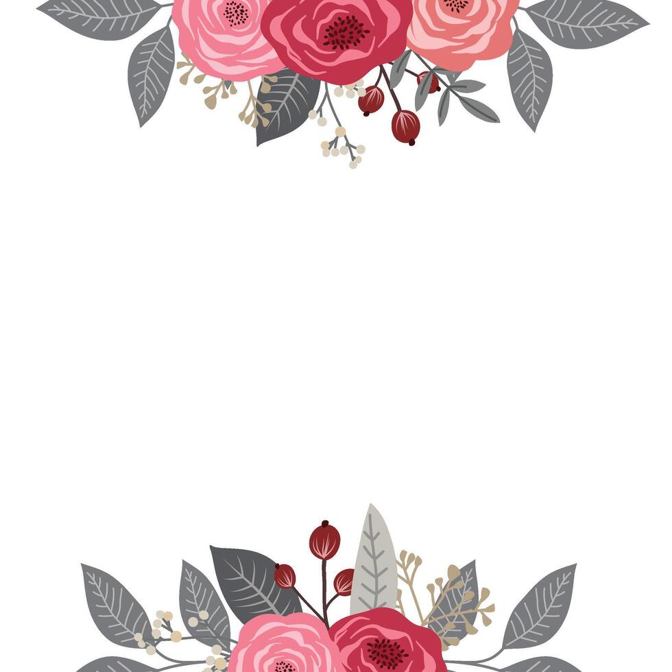 Romantic Floral Border Divider with Rose Bouquet vector