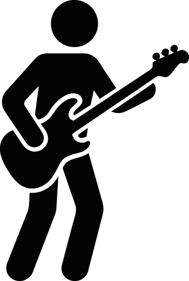 Guitarist Icon Musician Playing Electric Guitar vector