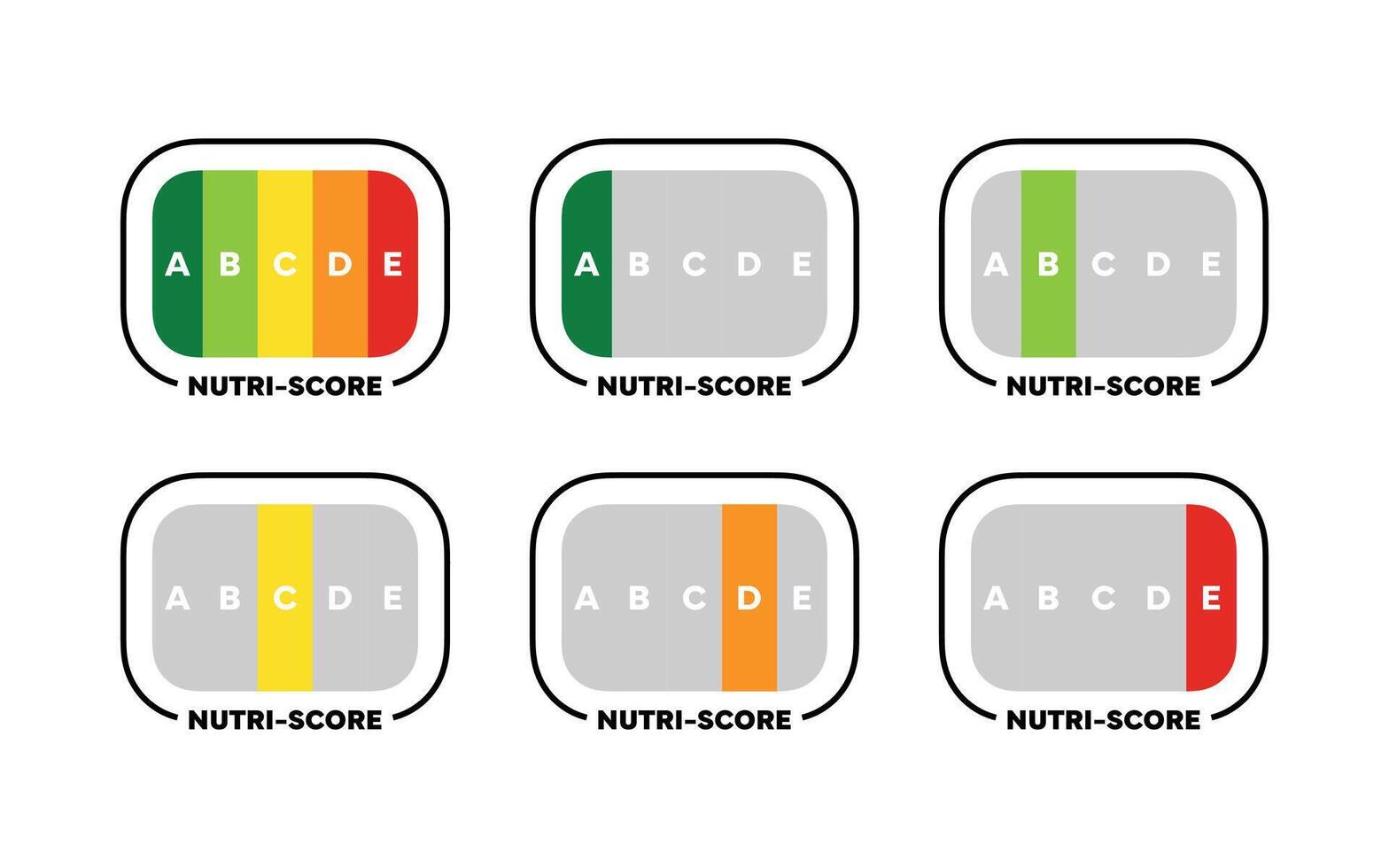 Nutri-Score Labels. Nutrition Grade A to E vector