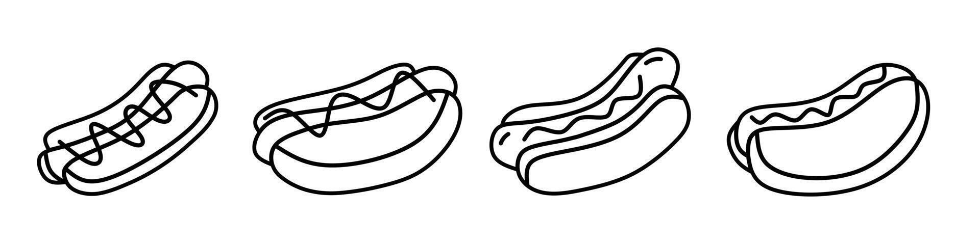 Hot dog icon. Hot dog thin line icon collection. Stock . vector
