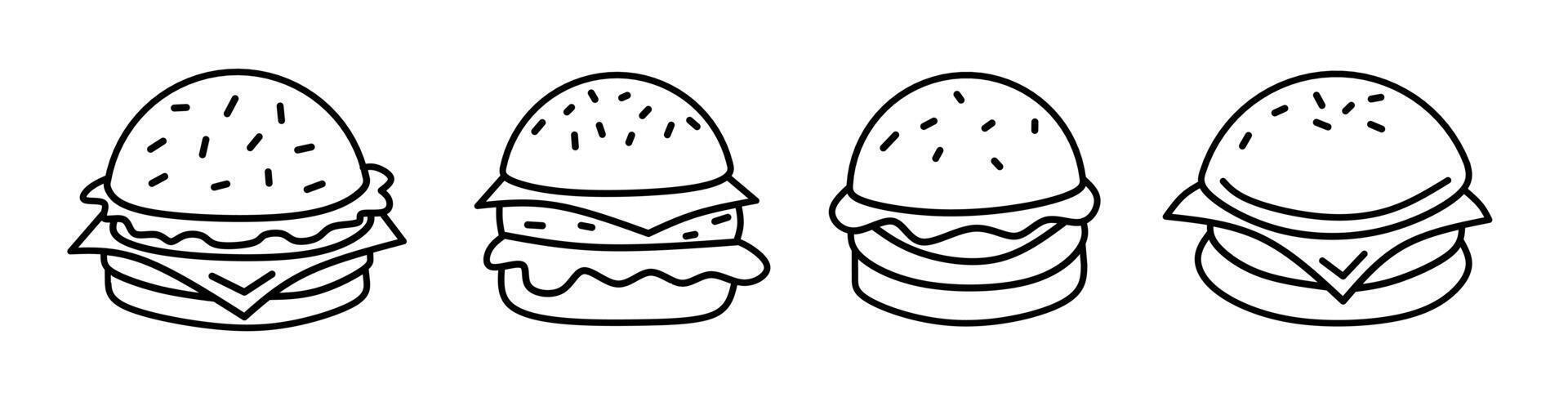 Burger icon. Burger thin line icon collection. Stock . vector