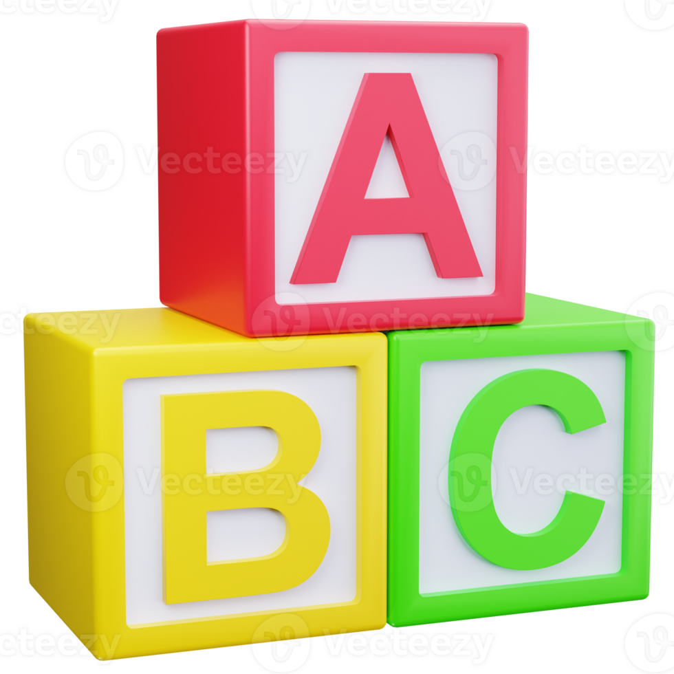 3D Icon Alphabet ABC Blocks png