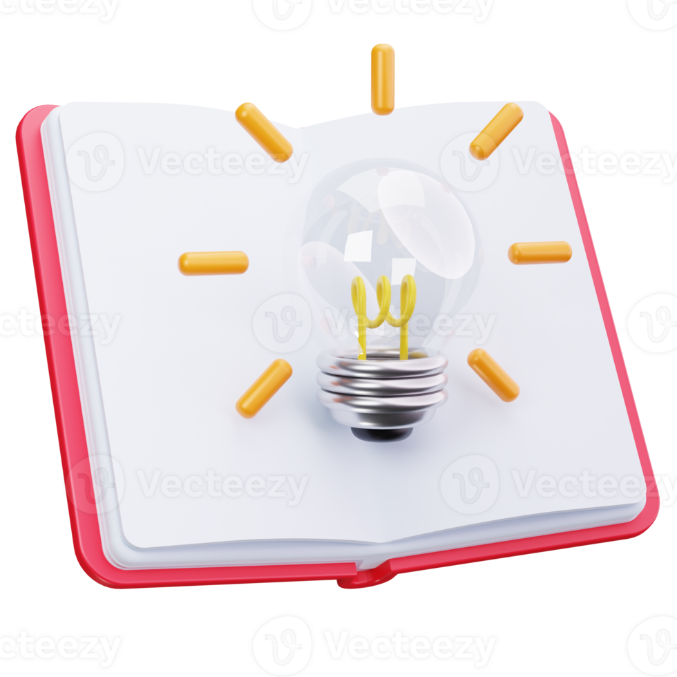 3D Icon Idea Book Lightbulb png