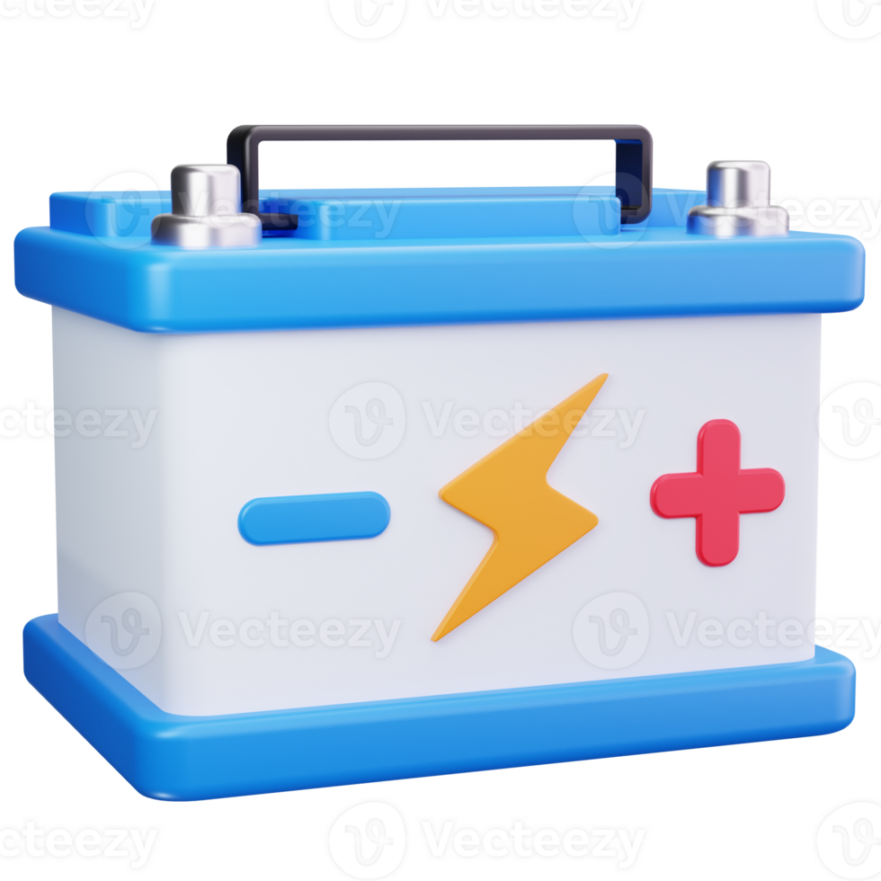 3D Icon Car Battery With Bolt png
