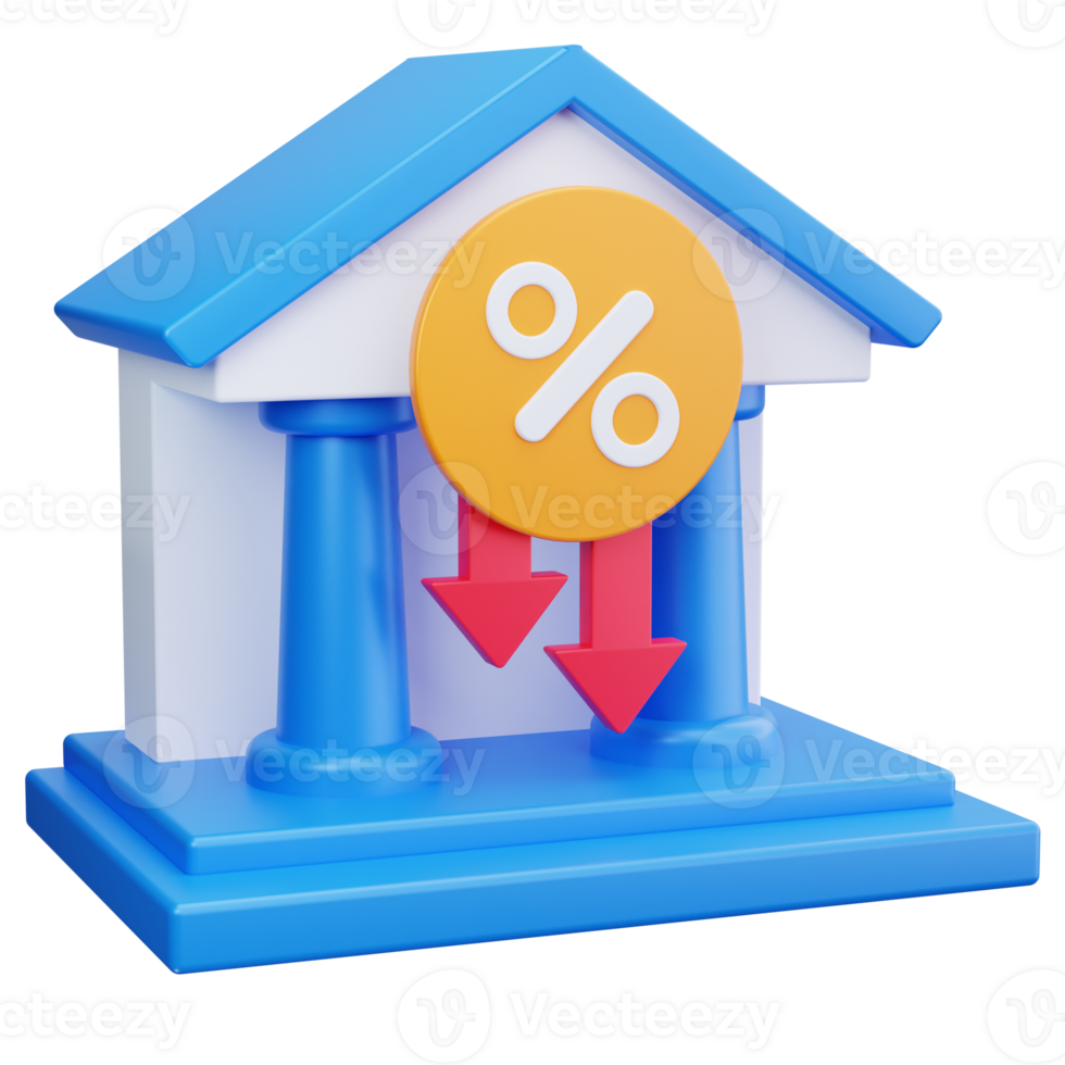 3D Icon Bank Interest Rate Drop png