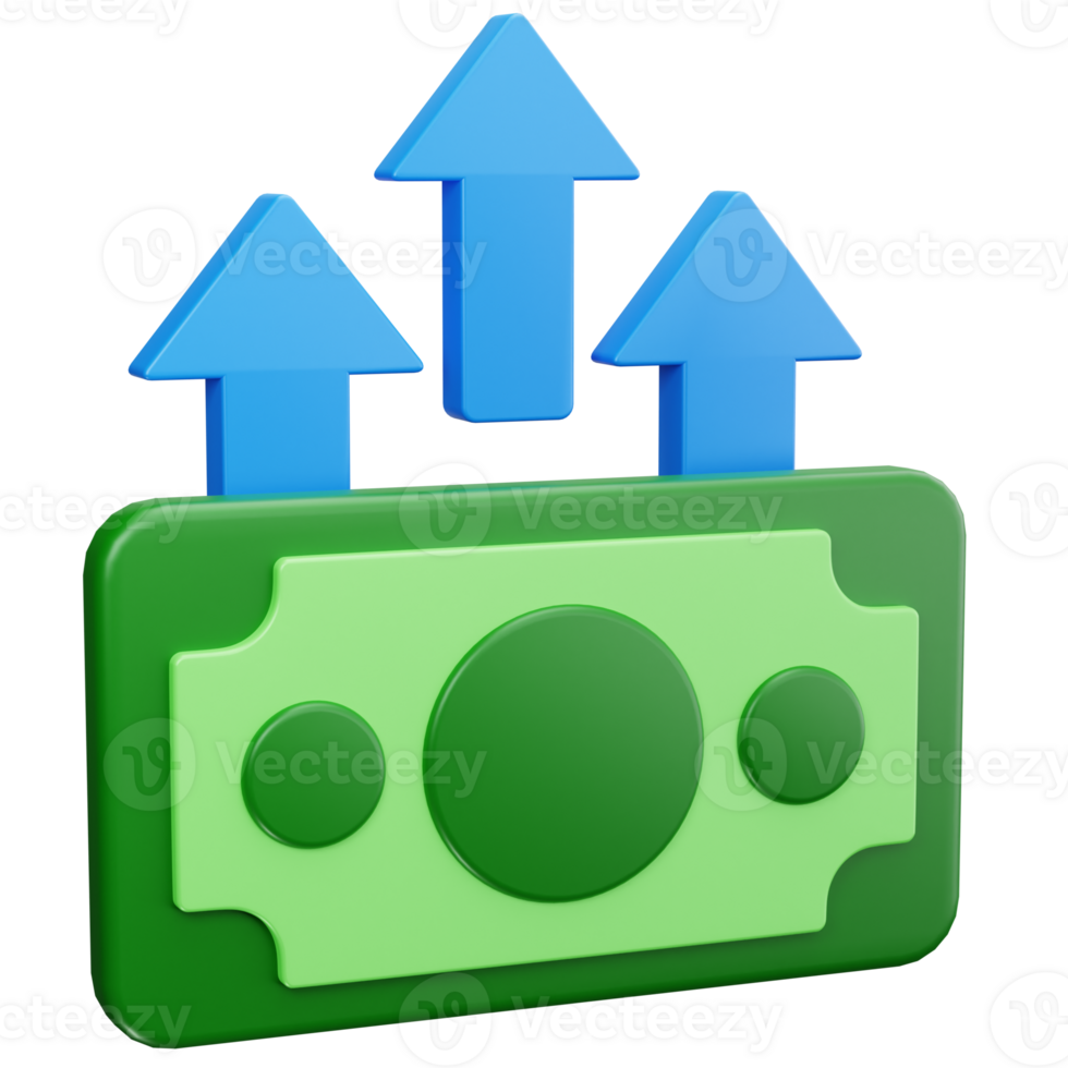 3D Icon Money Increase Blue Arrow png