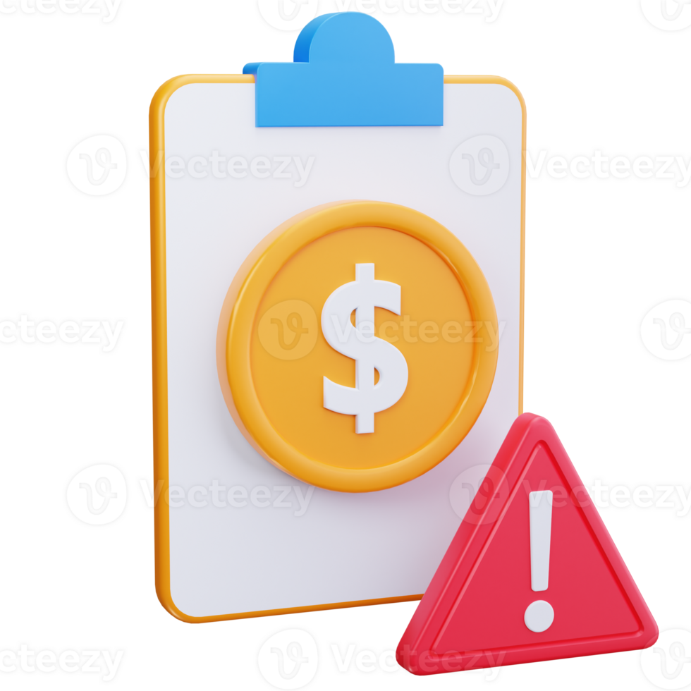 3D Icon Report With Warning Alert png