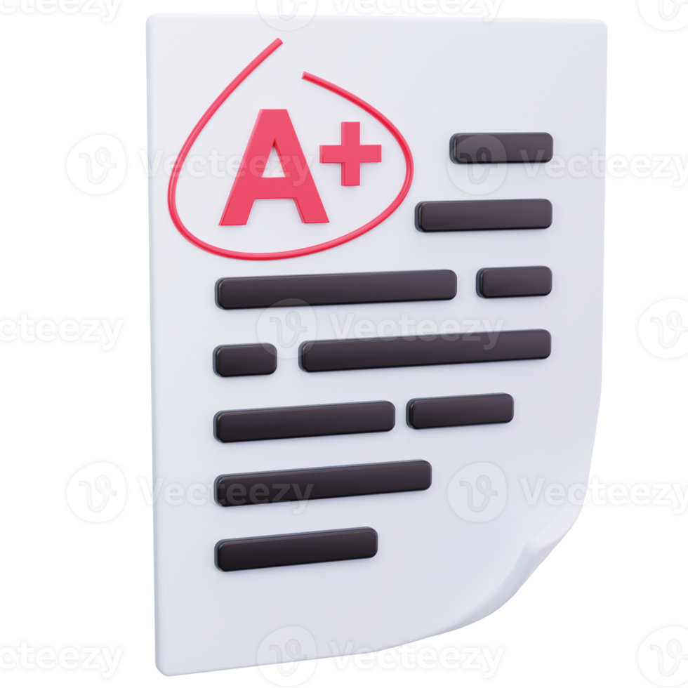 3D Icon Graded Exam Paper png