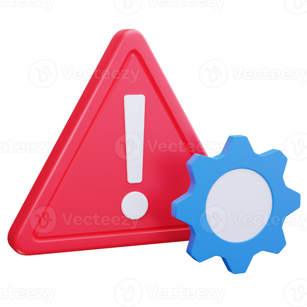 3D Icon Warning Triangle Risk Settings png