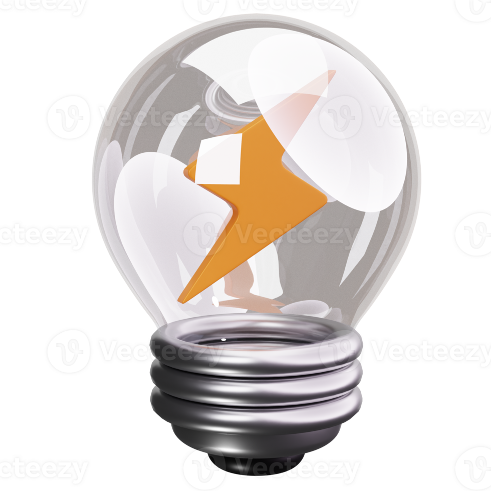 3D Icon Idea Bulb With Lightning png