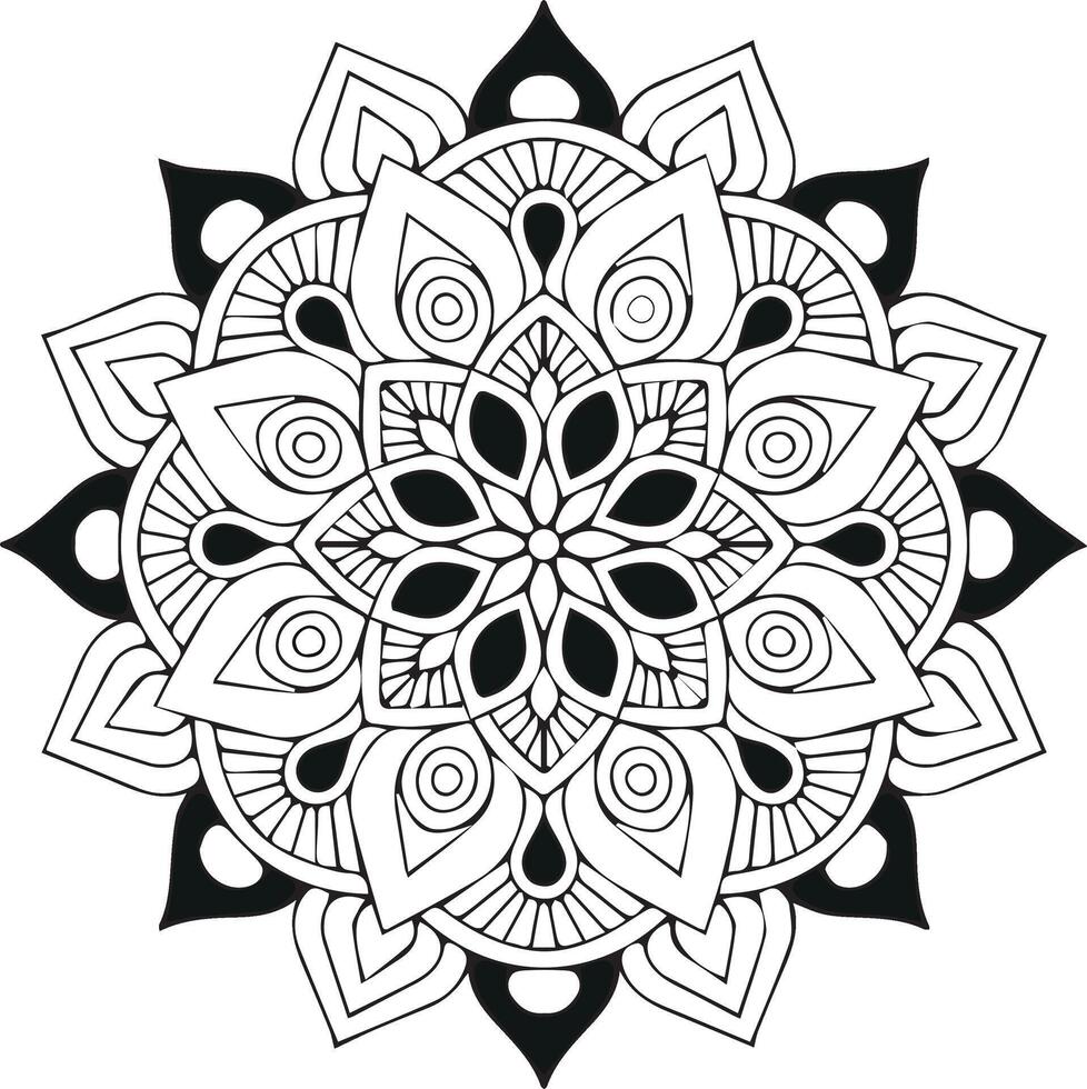 Circular Mandala Drawing for Coloring and Tattoos vector