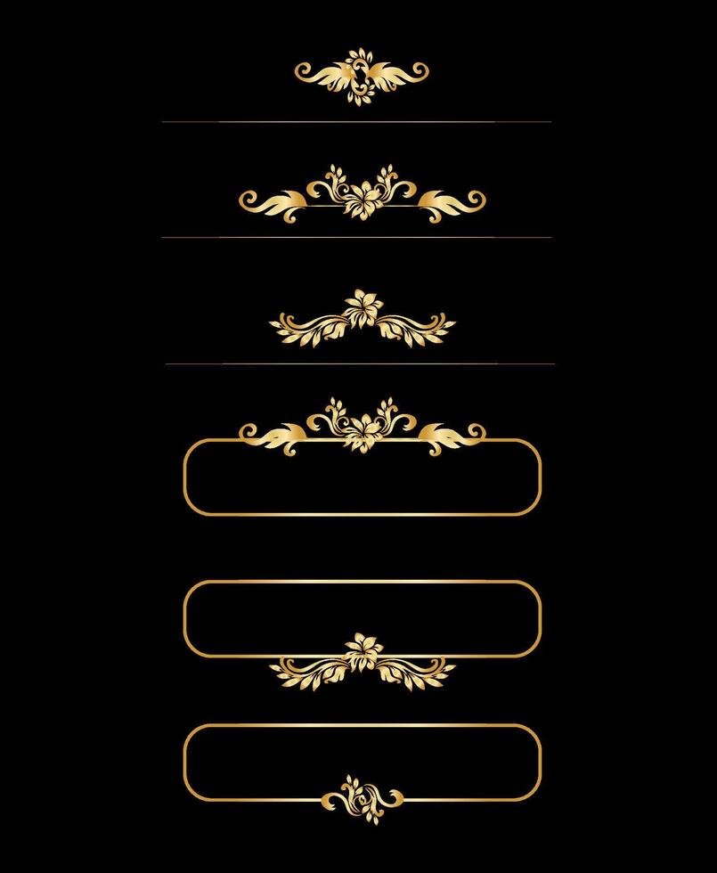 Hand-Drawn Gold Calligraphic Borders for Page Decor and Vintage Frame vector