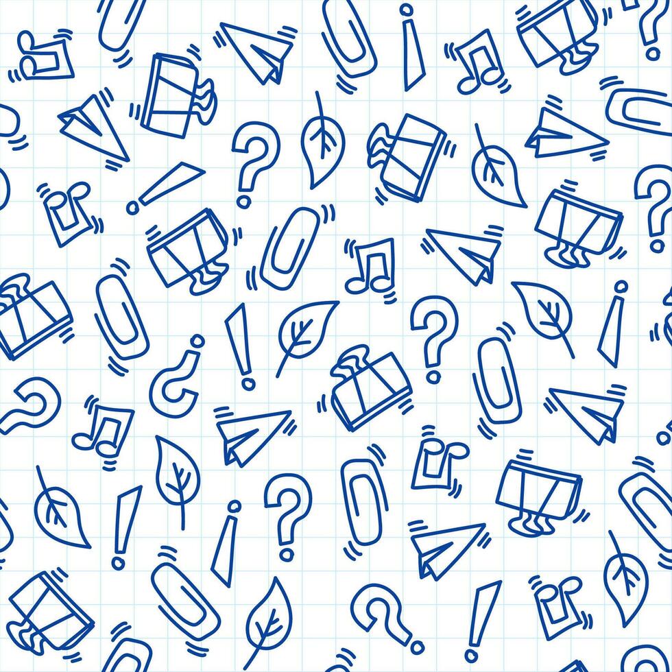 Seamless pattern back to school hand drawn school stationery on white background vector