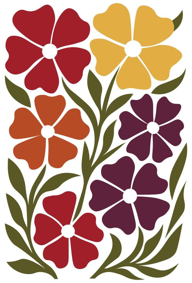 Aesthetic vintage botanical art for boho, hippie, or mid-century modern design lovers. vector