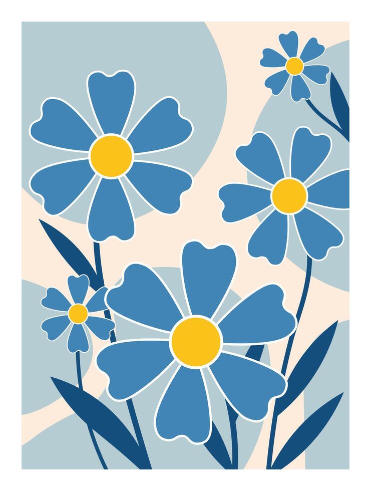 Funky floral artwork with a colorful hippie vibe vector