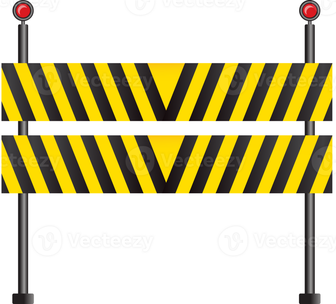 Back and yellow warning signs set. Construction attention and danger signs with black, red and yellow tape markings. png