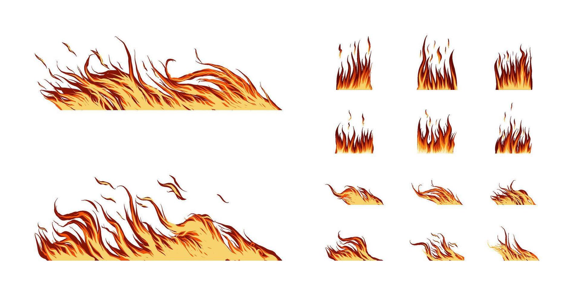 Stylized fire graphics collection vector