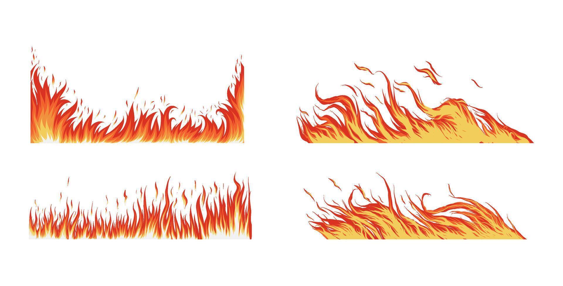 Vibrant fire illustrations for designs vector