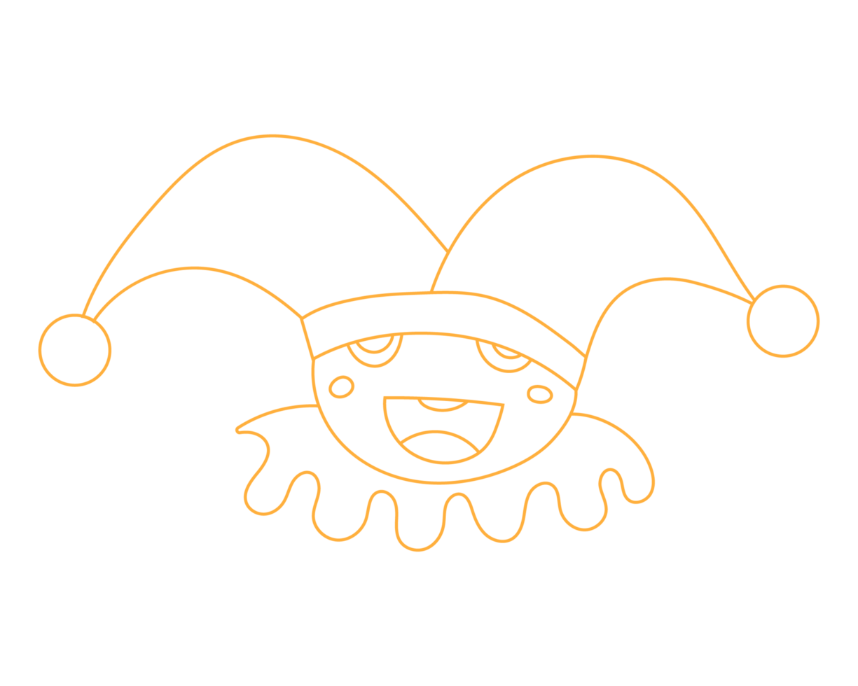 a cute jester doodle line art png